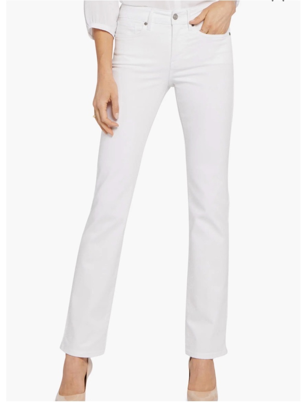 NYDJ White Straight Leg Jeans Lift Tuck Waist Technology L
